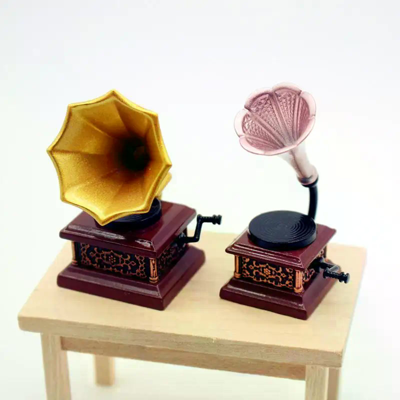 Tech Home Accessories - Dollhouse Vintage Phonograph Miniatures Model Living