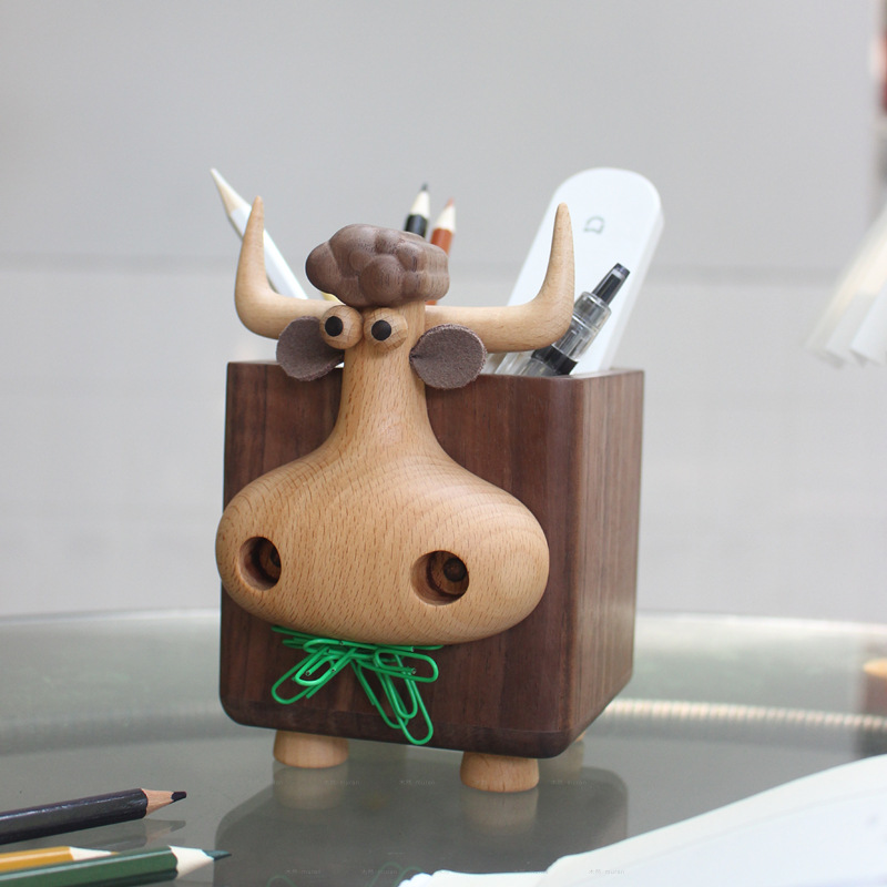 Cute Bull Shaped Wooden Pen Ho - огляд і ціна Pen Holder Magnetic