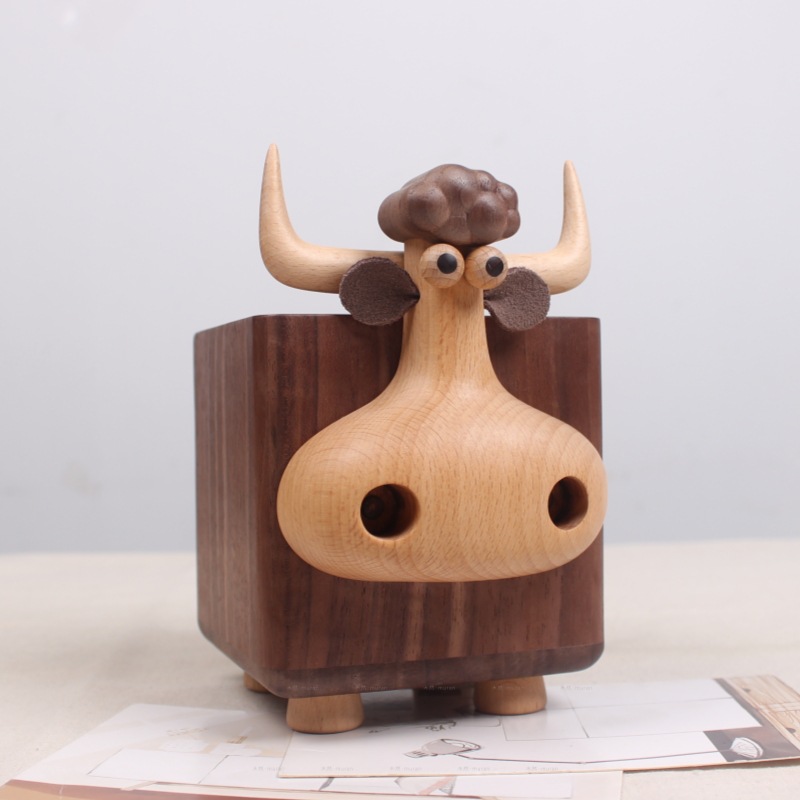 Cute Bull Shaped Wooden Pen Ho - огляд і ціна Pen Holder Magnetic