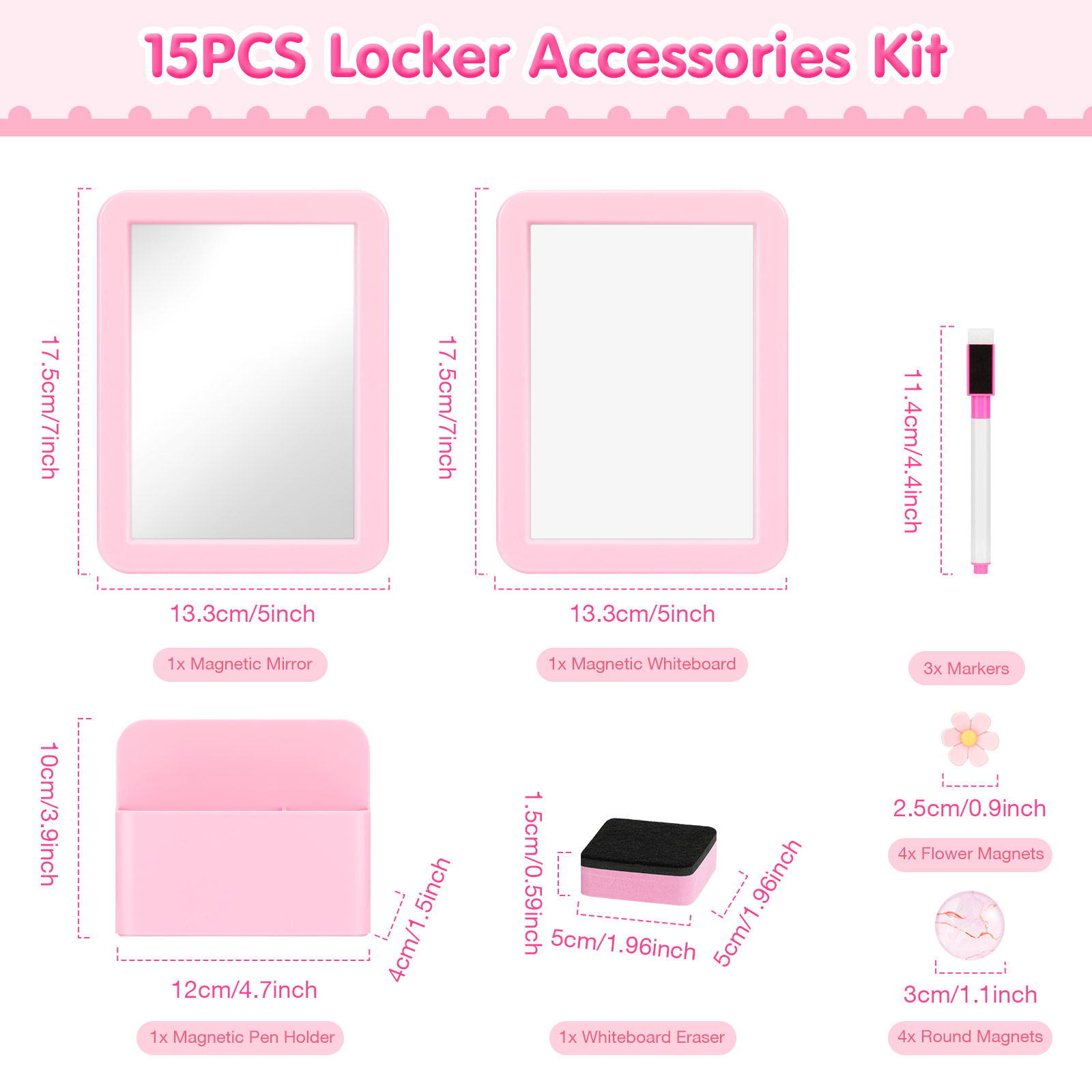 15Pcs Locker Accessories Kit M - огляд і ціна Pen Holder Magnetic
